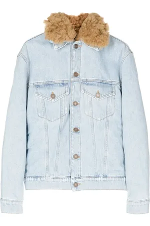 ERL Veste en jean à col en fourrure
