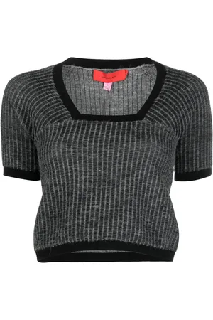 ECKHAUS LATTA T-shirt crop Amoretto à design nervuré