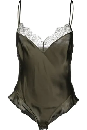 MAISON CLOSE Body en soie bordé de dentelle