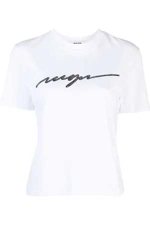 Msgm T-shirt en coton à logo strassé