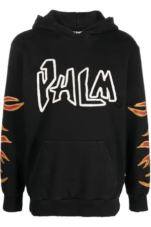 Palm Angels Hoodie en coton à imprimé flamme
