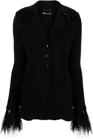 Alberta Ferretti Veste boutonnée à détails de plumes d