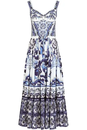 Dolce & Gabbana Robe-bustier longue à imprimé Majolica