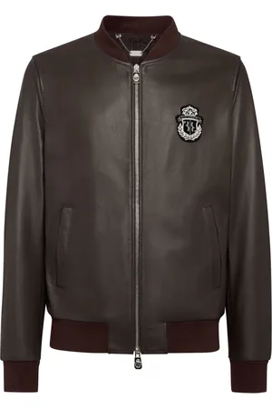 BILLIONAIRE Veste bomber en cuir à patch logo