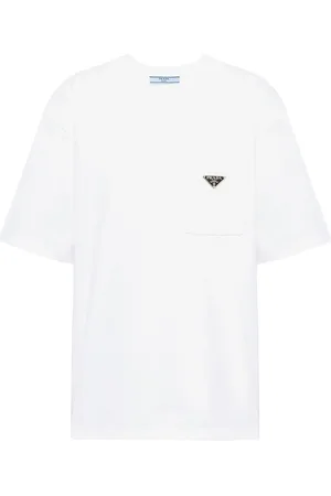 Prada T-shirt en coton à logo triangulaire