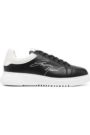 Emporio Armani Baskets en cuir à logo imprimé