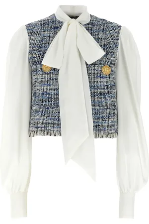 Balmain Blouse à empiècement en tweed