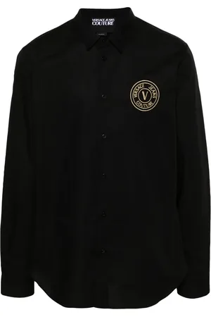 VERSACE Chemise en coton à logo brodé
