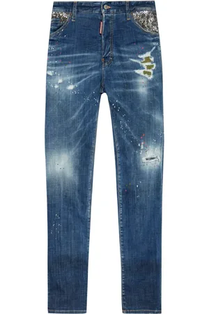 Dsquared2 Jean droit à effet usé