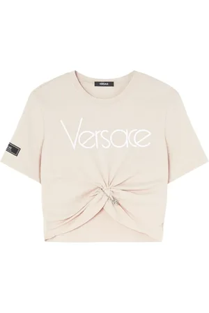 VERSACE T-shirt crop à détail d