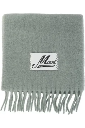 Marni écharpe frangée à logo appliqué