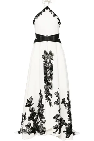 Saiid Kobeisy Robe longue à fleurs brodées