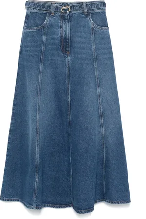 Twin-Set Jupe longue en jean à ceinture Oval T