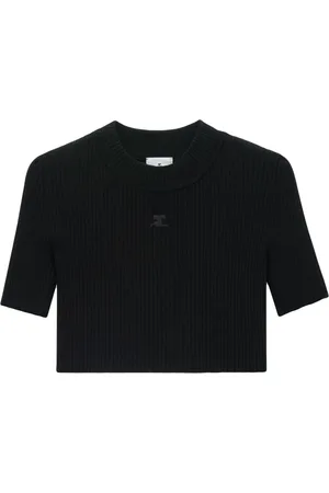 Courrèges T-shirt crop en maille nervurée