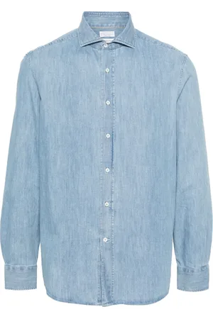Brunello Cucinelli Chemise en jean à col italien