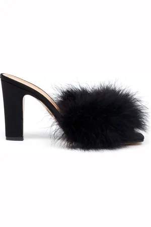 Maison Margiela Mules en satin ornées de plumes 90 mm