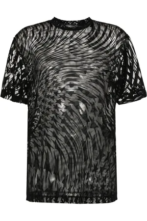 MUGLER T-shirt à imprimé floqué
