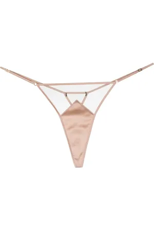Kiki de Montparnasse String en soie à détails en résille