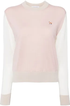 Maison Kitsuné Pull colour block à patch logo