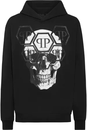 Philipp Plein Hoodie en coton à imprimé tête de mort