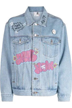 A Bathing Ape Veste en jean à imprimé graffiti