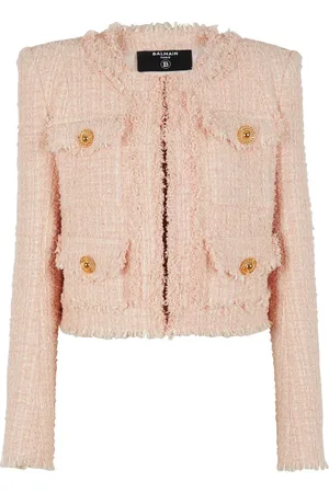 Balmain Veste en tweed à design sans col