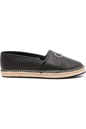 Calvin Klein Espadrilles en cuir à plaque logo