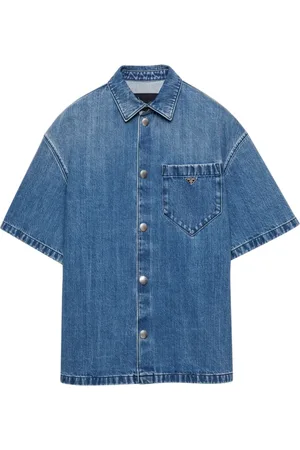 Prada Chemise en jean à logo triangle