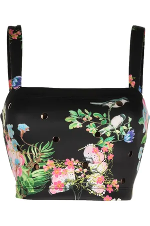 Cynthia Rowley Haut crop sans manches à fleurs