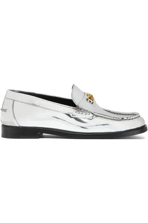 VERSACE Mocassins en cuir à design métallisé