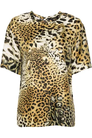 Roberto Cavalli Blouse en soie à imprimé léopard