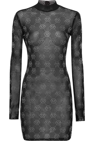 Philipp Plein Robe en tulle à motif monogrammé