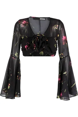 ROTATE Blouse crop à fleurs imprimées