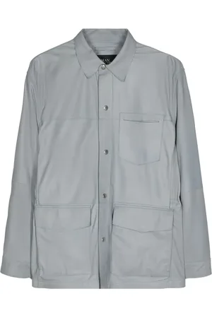 MAN ON THE BOON. Veste en cuir à boutons pression