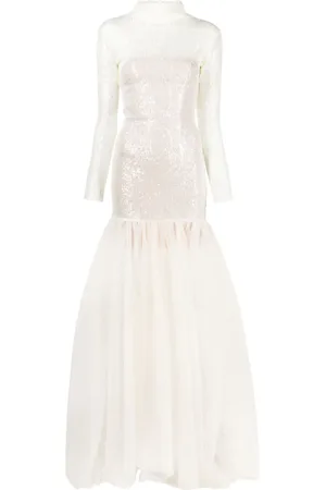 Atu Body Couture Robe longue ornée de sequins à col montant