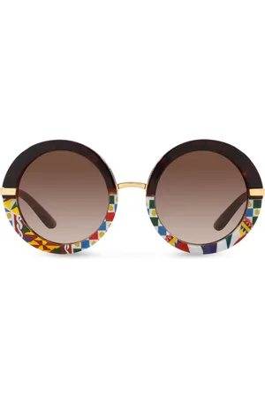 Dolce & Gabbana Lunettes de soleil rondes à effet écailles de tortue