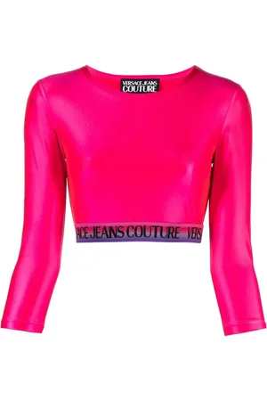VERSACE Haut crop à logo strassé