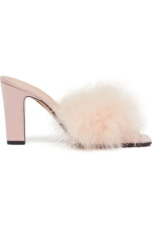 Maison Margiela Mules en satin ornées de plumes 90 mm