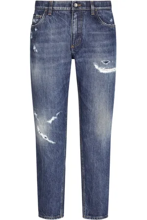 Dolce & Gabbana Jean droit à effet usé