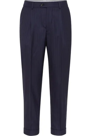 Brunello Cucinelli Pantalon en laine à rayures