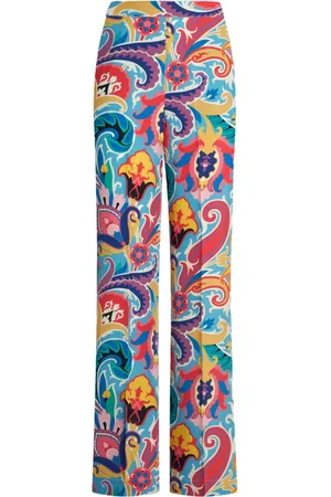 Etro Pantalon palazzo en soie à fleurs