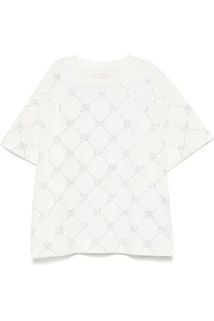 MISS BLUMARINE T-shirt à logo orné de cristal