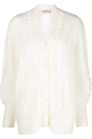 Twin-Set Cardigan en maille ajourée à col v