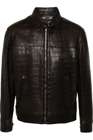 BRIONI Veste en cuir à design embossé