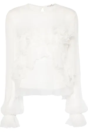 ERMANNO SCERVINO Blouse en soie à applique fleur