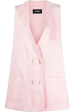 RAF SIMONS Gilet oversize en jean à patch logo