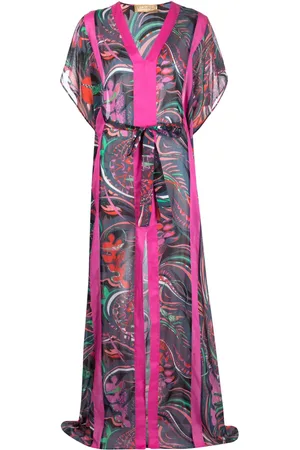 Puccini Robe-caftan à imprimé graphique