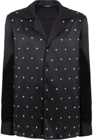 Balmain Chemise en soie à étoiles brodées