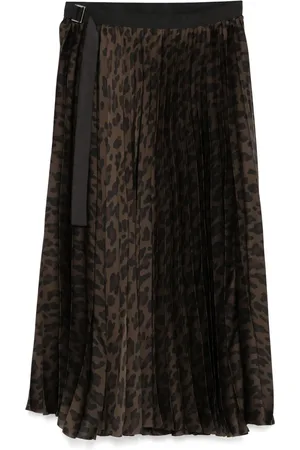 SACAI Jupe mi-longue à imprimé léopard