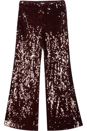 ROTATE Pantalon évasé brodé de sequins à taille haute